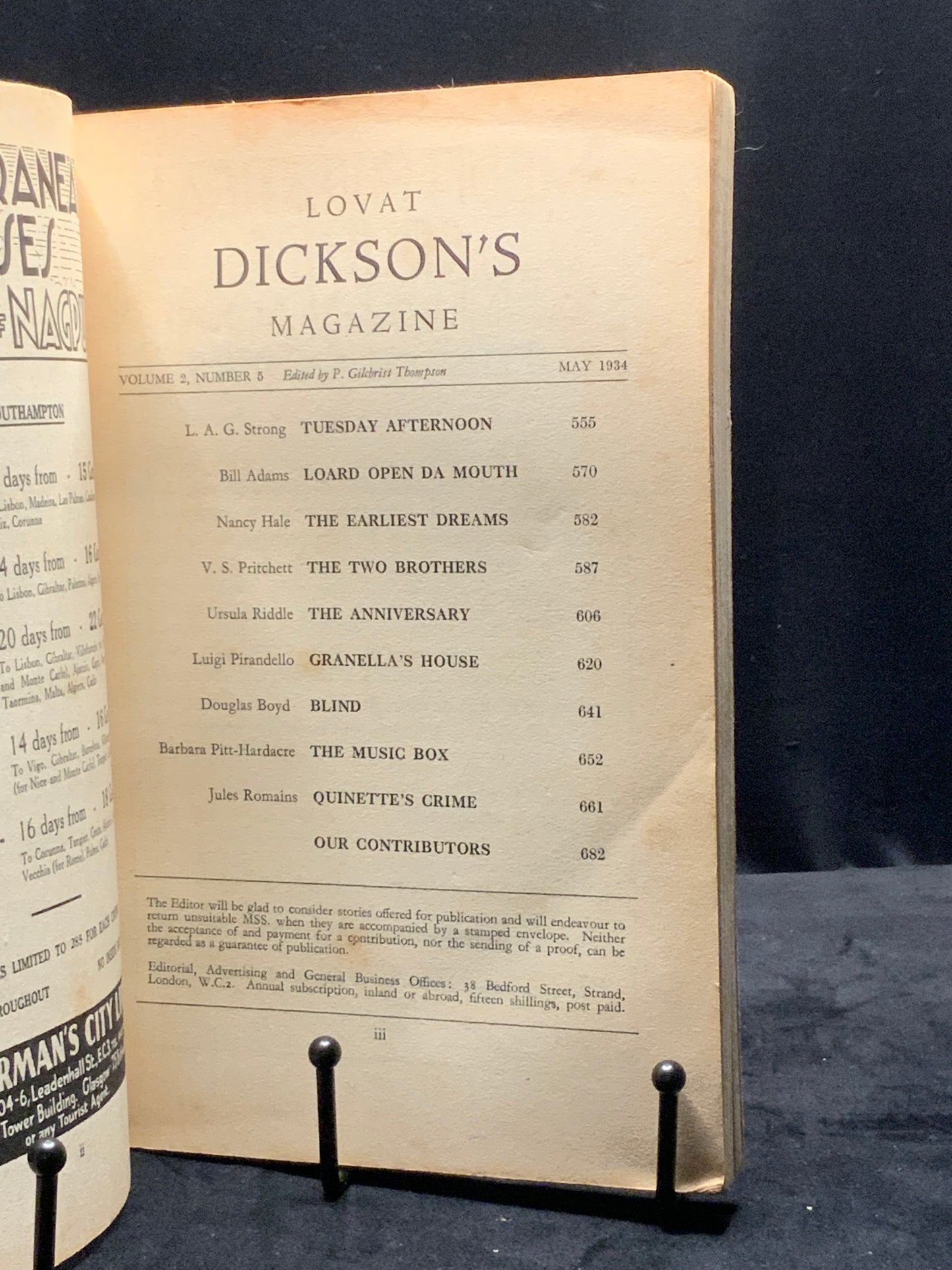 Lovat Dickson’s Magazine. May 1934. Vol. 2 No. 5. Luigi Pirandello. V. S. Pritchett. P. Gilchrist Thompson Ed.