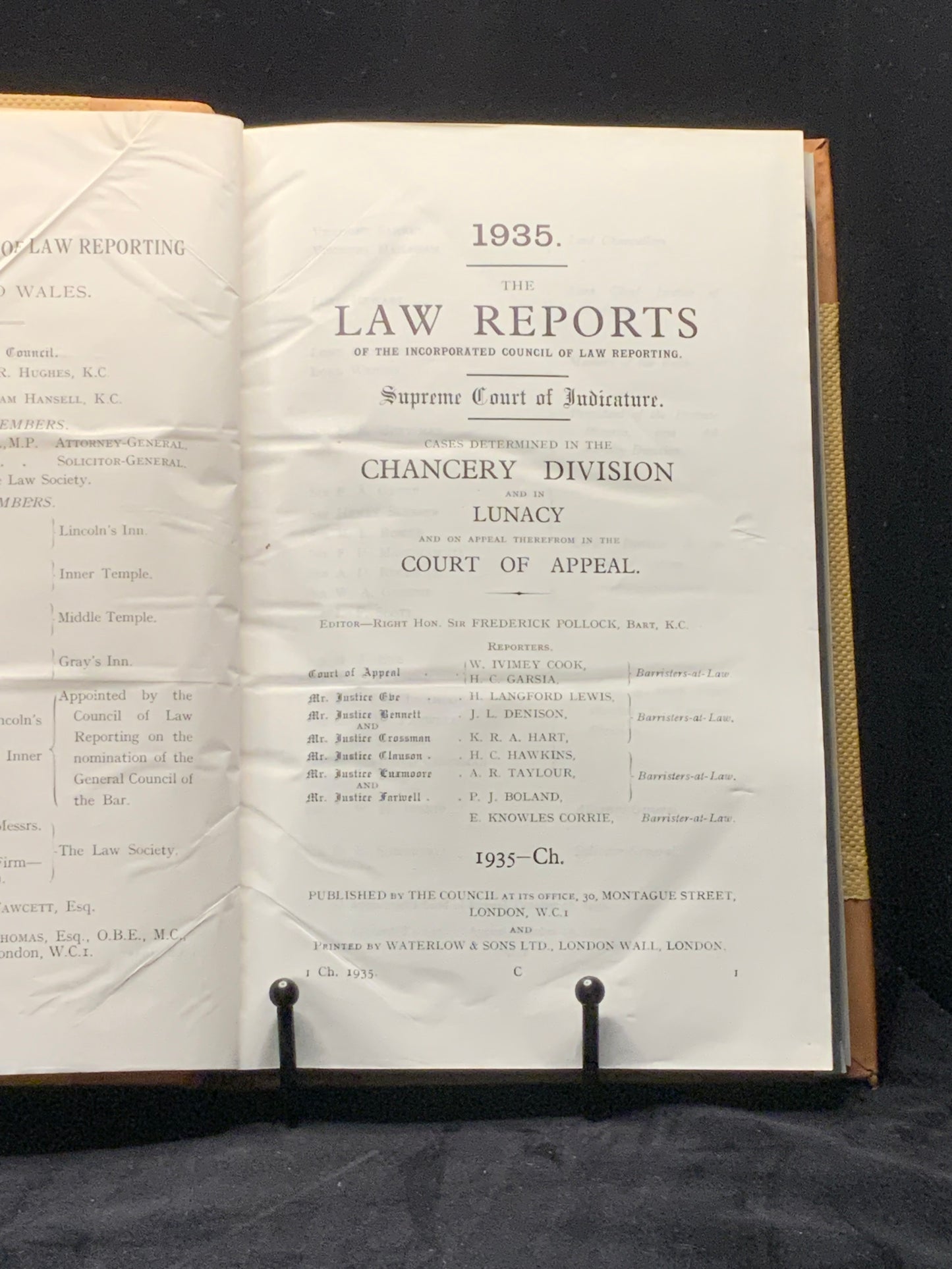 Law Reports. 1935. Chancery & Probate Divisions, Hardback, Leather-trimmed, Isle of Wight, Pittis.