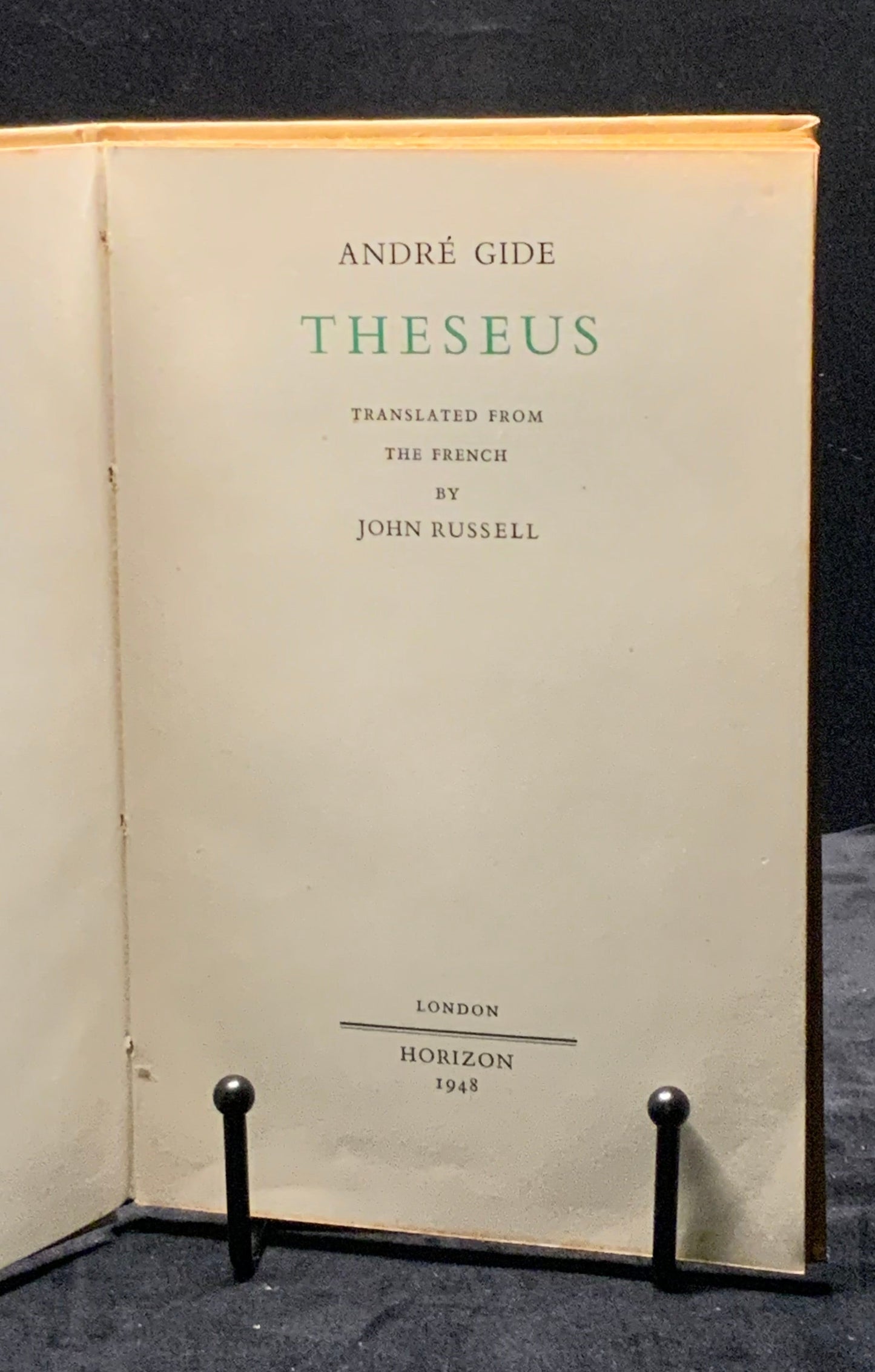 Theseus. 1st UK Edition. Andre Gide (1948). Translated from the French by John Russell. Ownership signature of Conrad Hal Waddington (Geneticist).