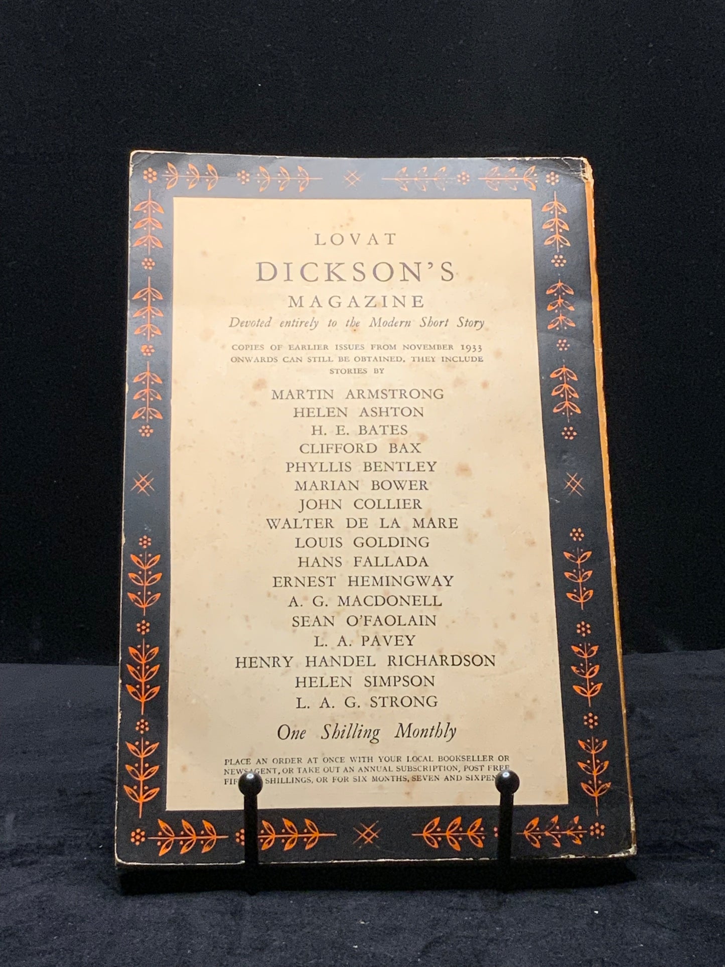 Lovat Dickson’s Magazine. May 1934. Vol. 2 No. 5. Luigi Pirandello. V. S. Pritchett. P. Gilchrist Thompson Ed.