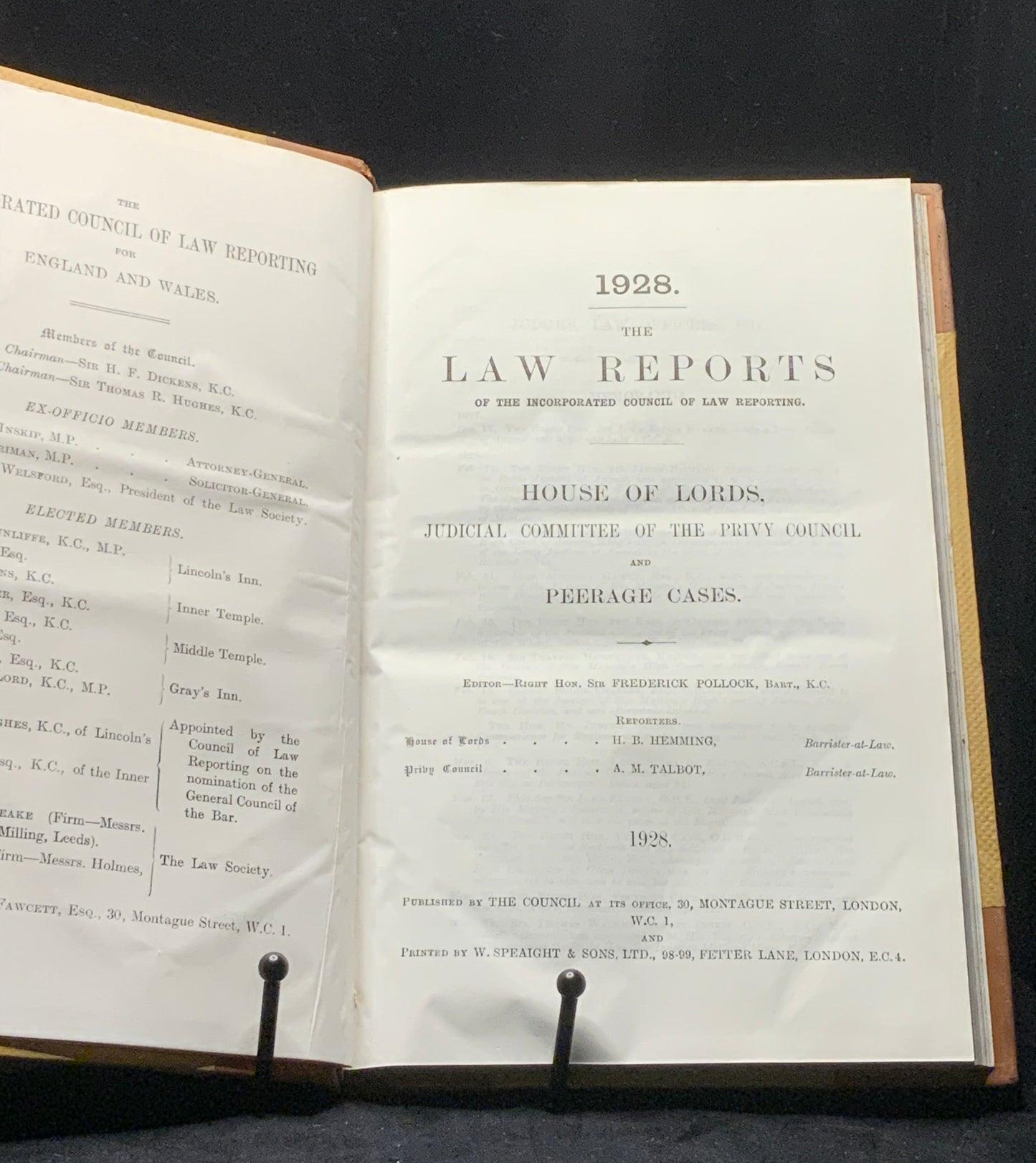 Law Reports (Appeal Cases) 1928. House of Lords Judicial Committee of the Privy Council and Peerage Cases.