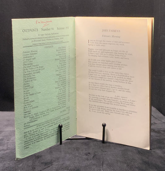 Outposts No. 93. Summer 1972. Edited by Howard Sergeant. British Poetry Magazine