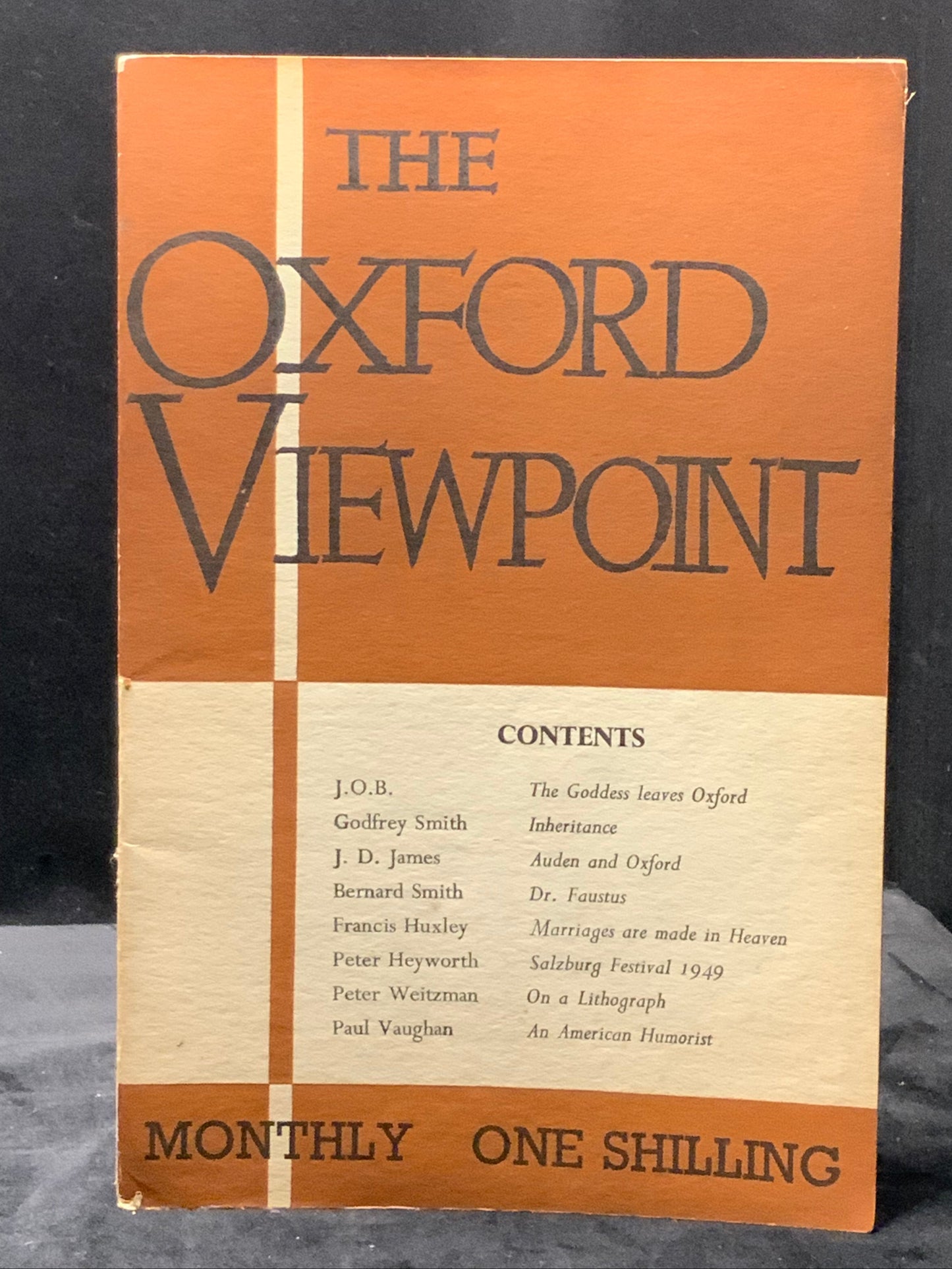 The Oxford Viewpoint. November 1949. Vol. III No. 3. A Review of Oxford Writing. Malcolm Scrimgeour.