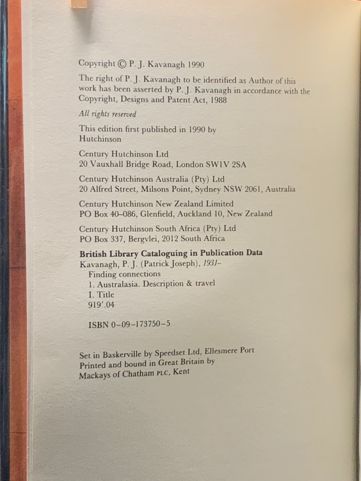 Finding Connections (Patrick Joseph Kavanagh 1990) 1st Edition