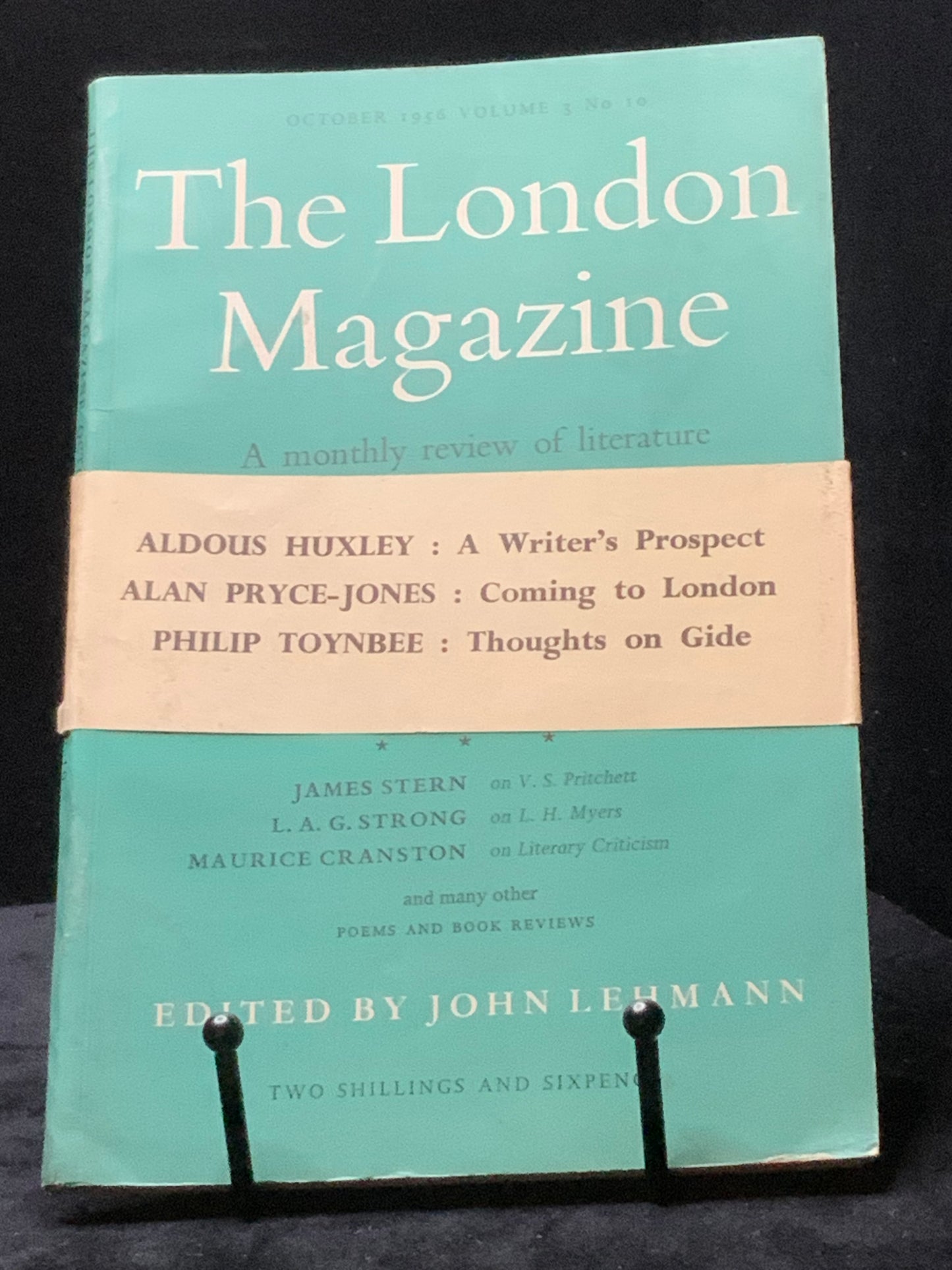 The London Magazine. Oct 1956. Aldous Huxley, Philip Toynbee, Alan Pryce-Jones. Scare wraparound Band. John Lehmann (editor).