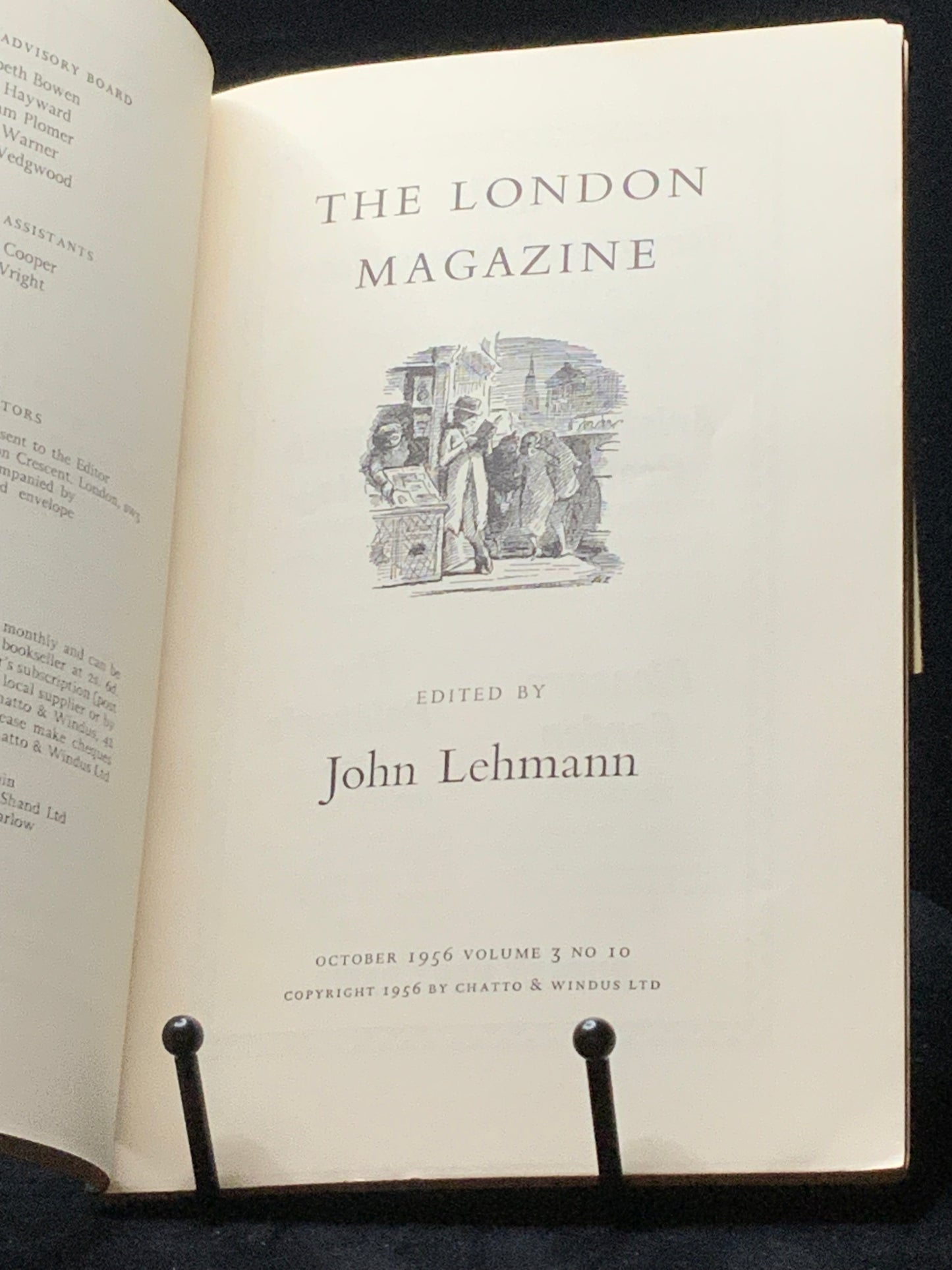The London Magazine. Oct 1956. Aldous Huxley, Philip Toynbee, Alan Pryce-Jones. Scare wraparound Band. John Lehmann (editor).