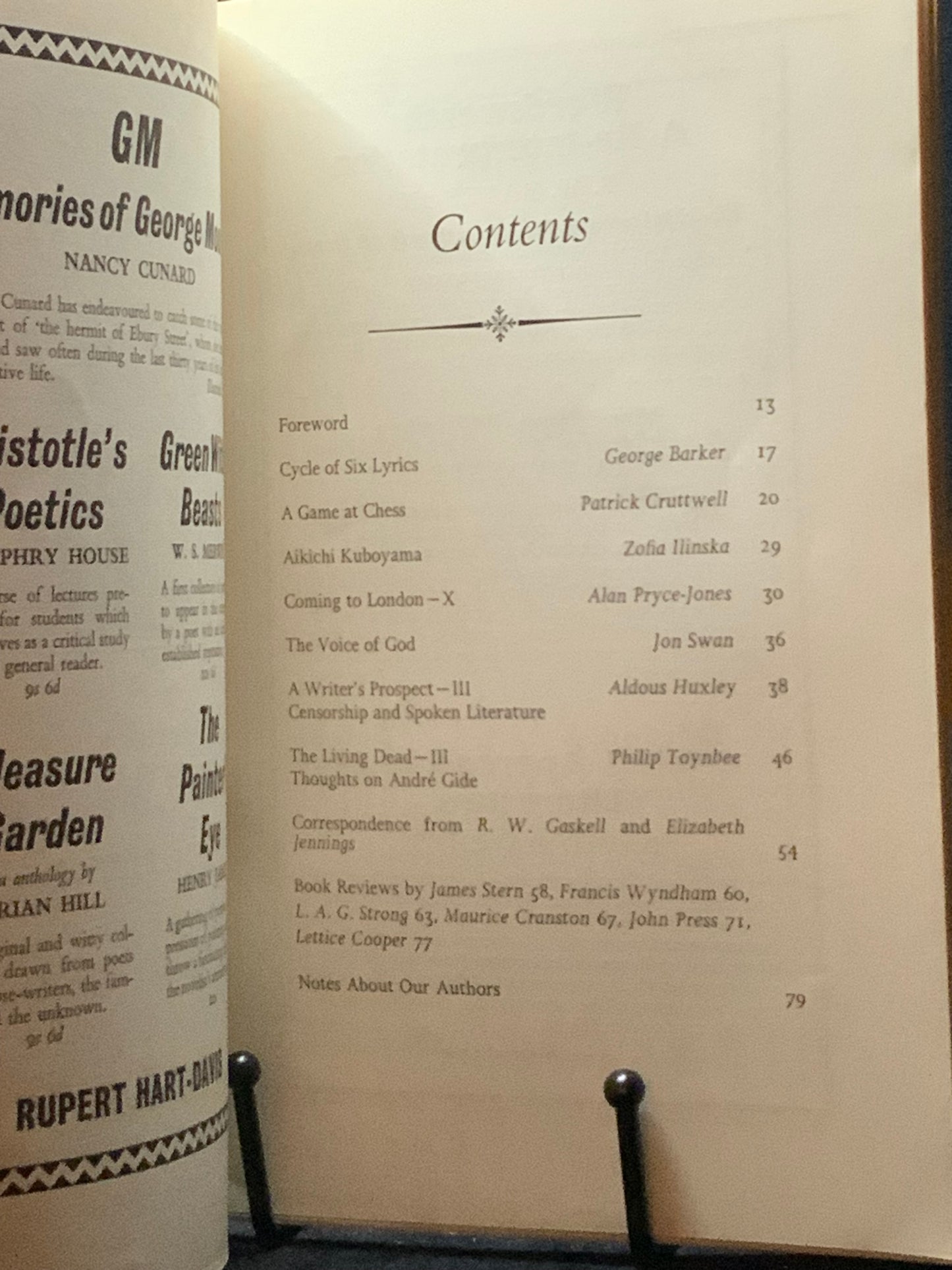 The London Magazine. Oct 1956. Aldous Huxley, Philip Toynbee, Alan Pryce-Jones. Scare wraparound Band. John Lehmann (editor).