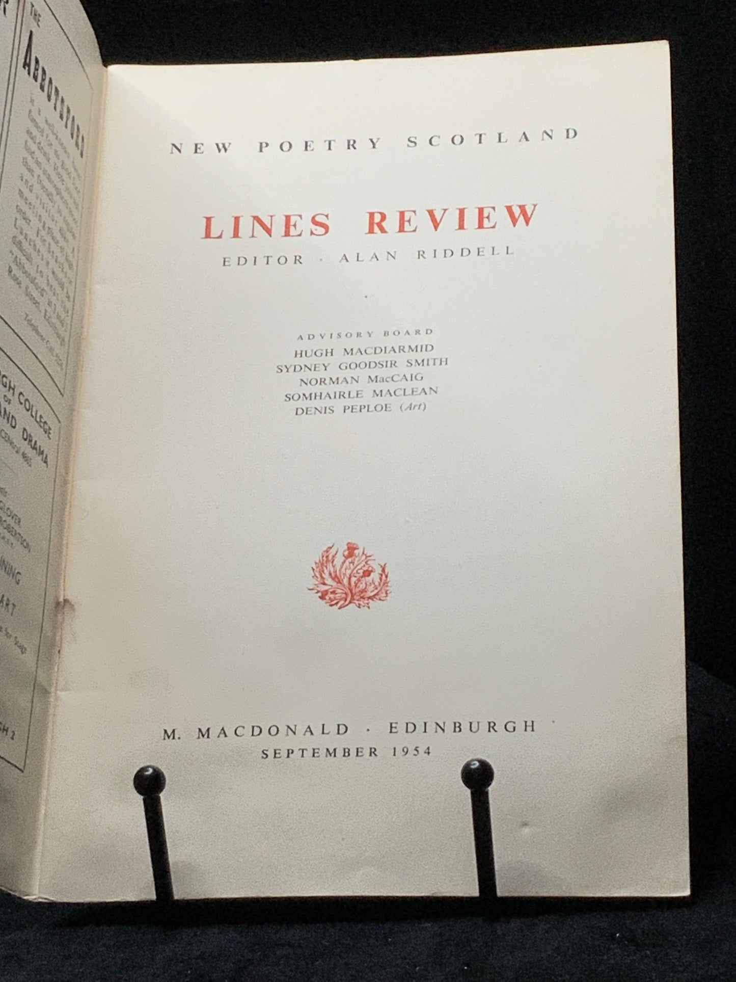 Lines Review No. 6. New Poetry Scotland. Sept 1954. Hugh MacDiarmid, Edwin Morgan, Robert Garioch (Alan Riddell Editor).