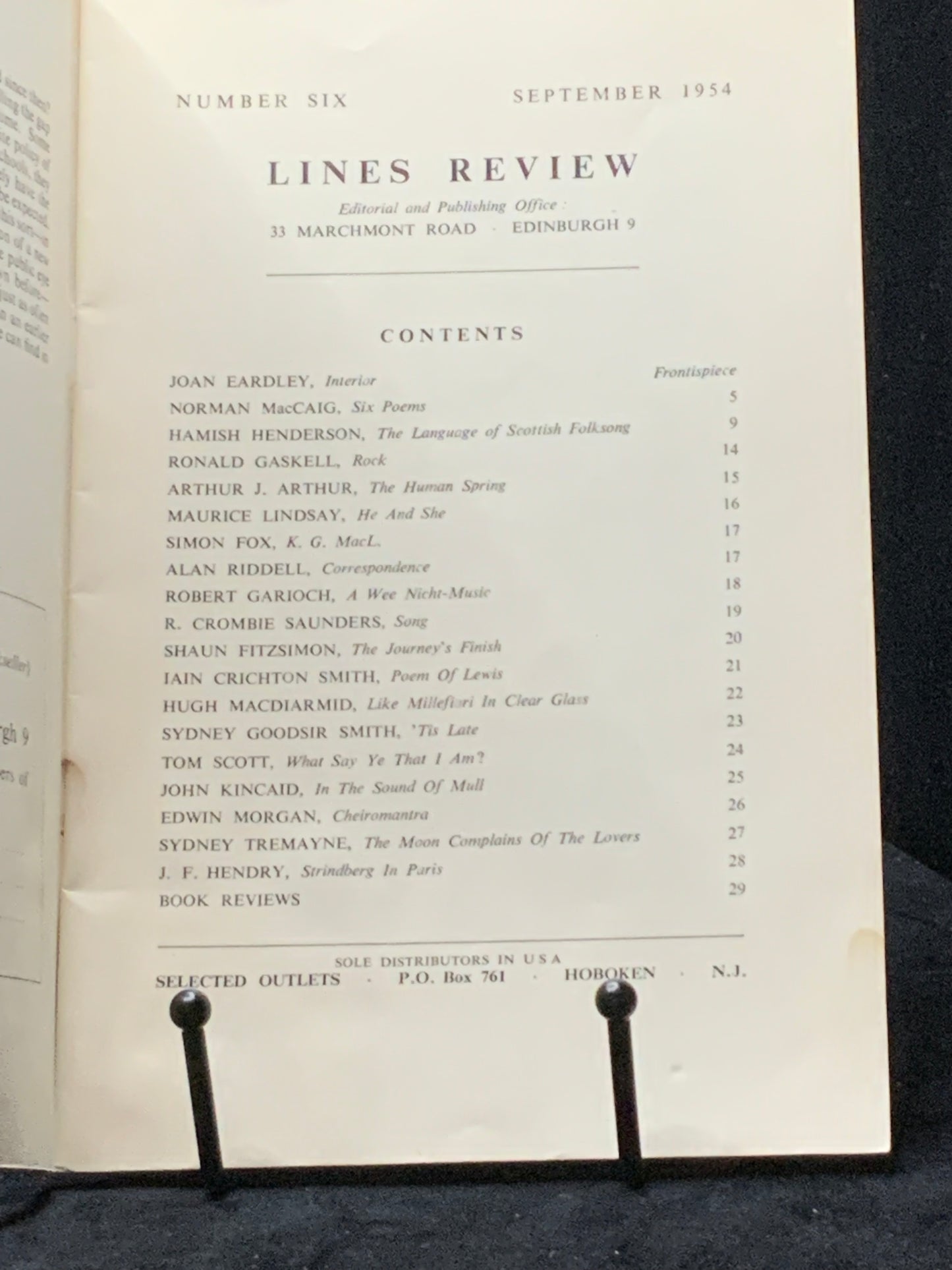 Lines Review No. 6. New Poetry Scotland. Sept 1954. Hugh MacDiarmid, Edwin Morgan, Robert Garioch (Alan Riddell Editor).