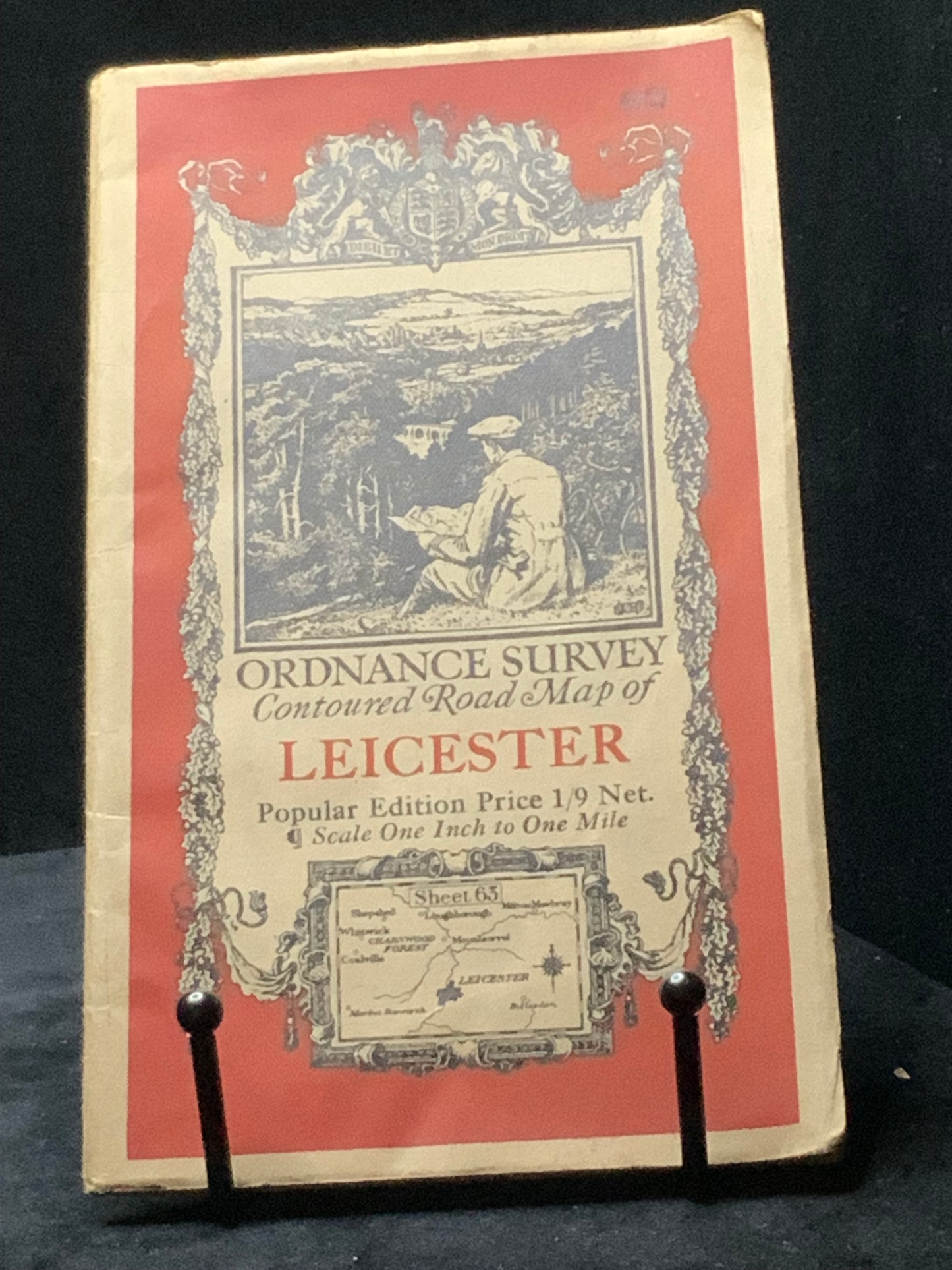 Ordnance Survey Contoured Road Map of Leicester. Sheet 63. Popular Edition. Scale One Inch to One Mile (1933) (OS)