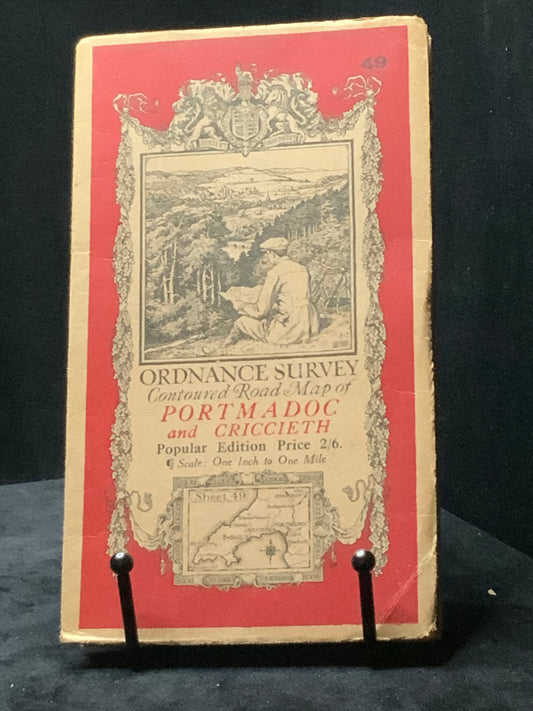 Ordnance Survey Contoured Road Map of Port Maddoc and Criccieth. Sheet 49. Popular Edition. Scale One Inch to One Mile (1922) (OS)