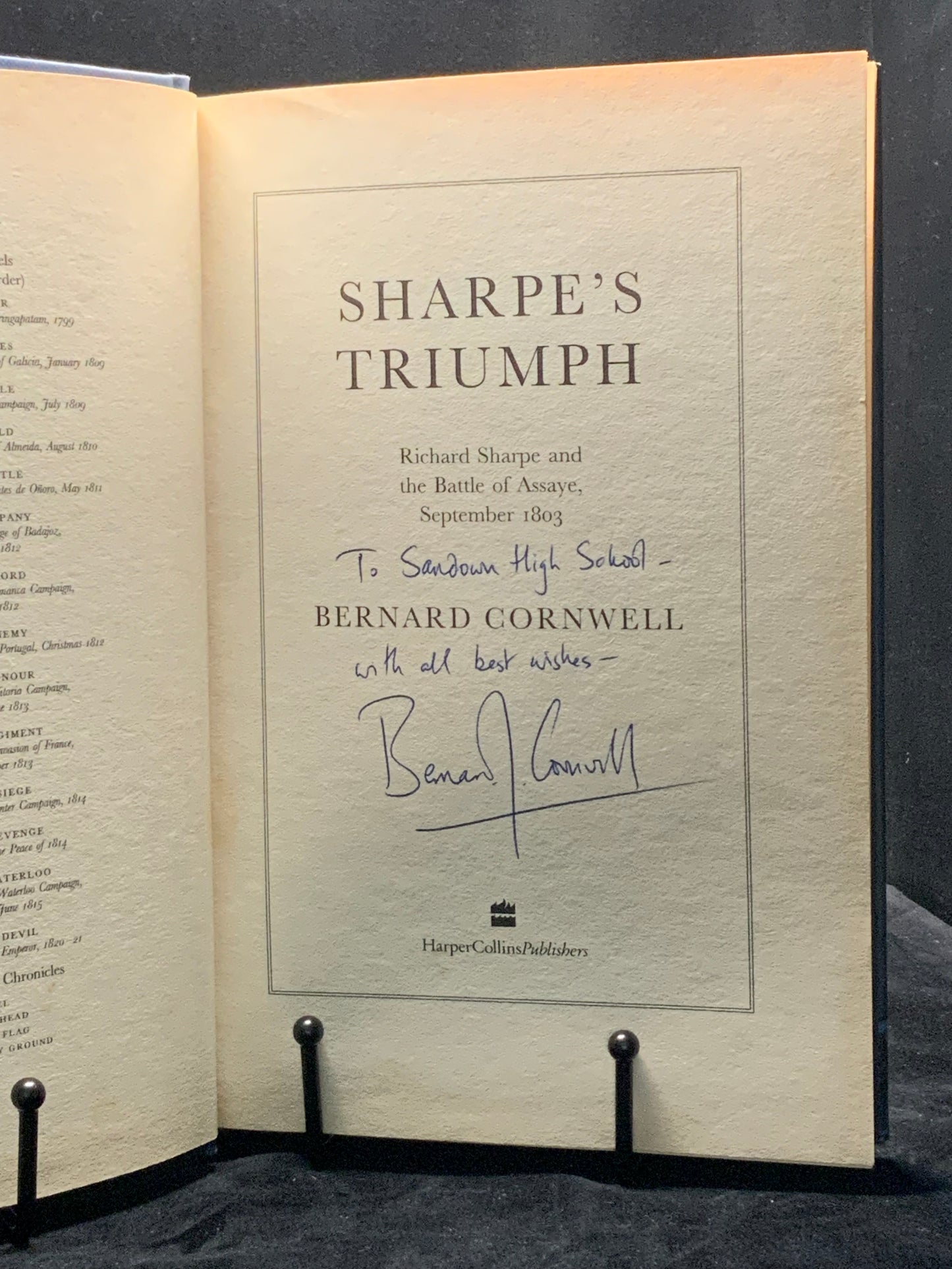 Sharpe's Triumph. Signed 1st Edition. (Bernard Cornwell)
