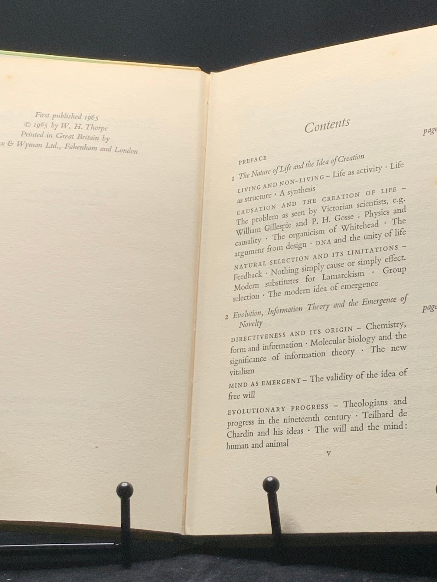 Science Man and Morals W H Thorpe 1965 HB Philosophy Science
