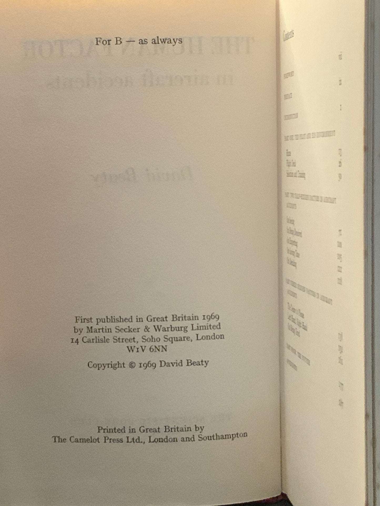 Human Factor in Aircraft Accidents David Beaty HB Aviation