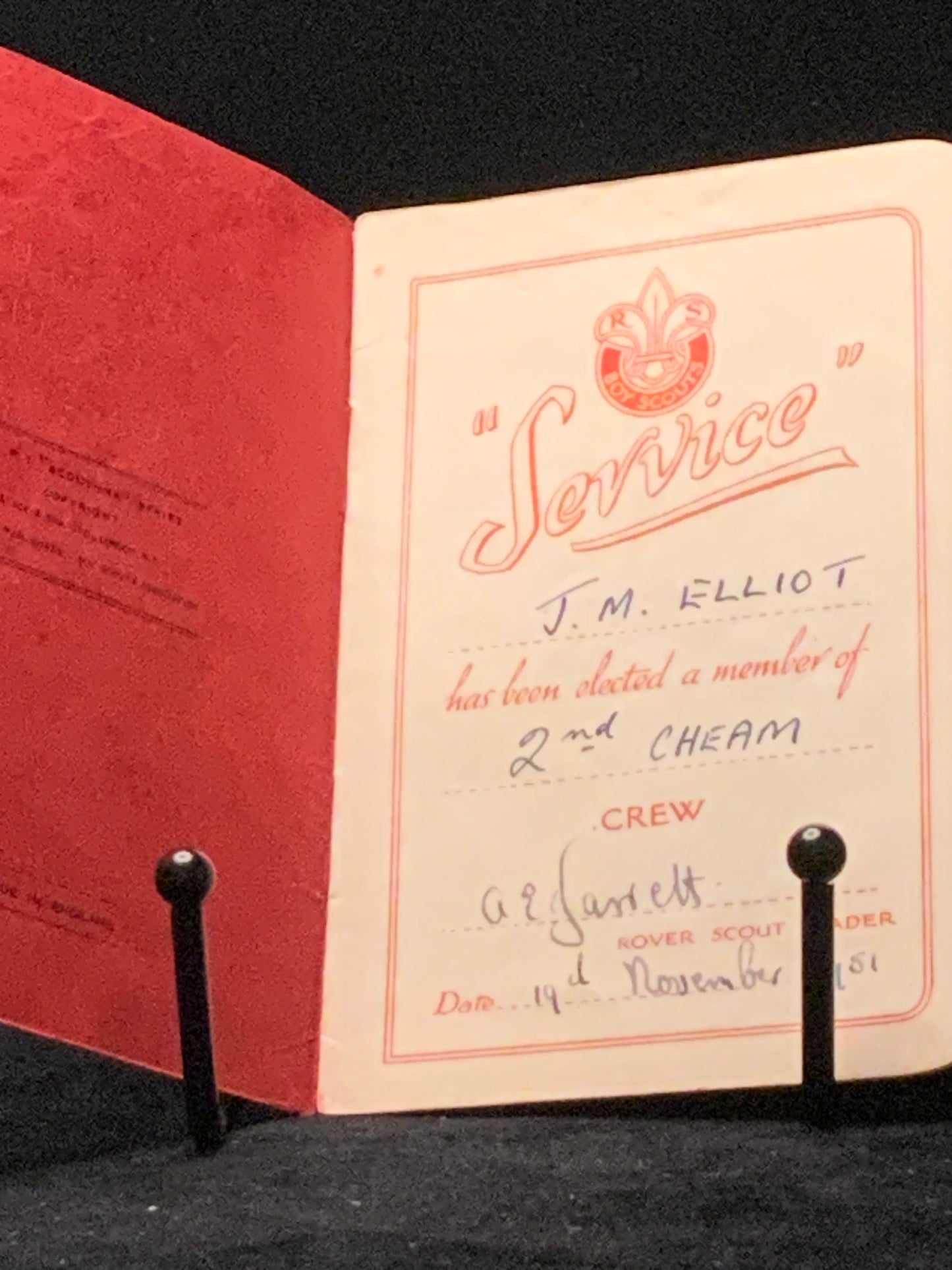 Rover Scouts, 21st Epping Forest, 2nd Cheam, Scouting, Scouts — Gilwell Wood Badge Notebook & Rover Card J.M. Elliot Scout Archive (The Scout Association (Gilwell Park training material))