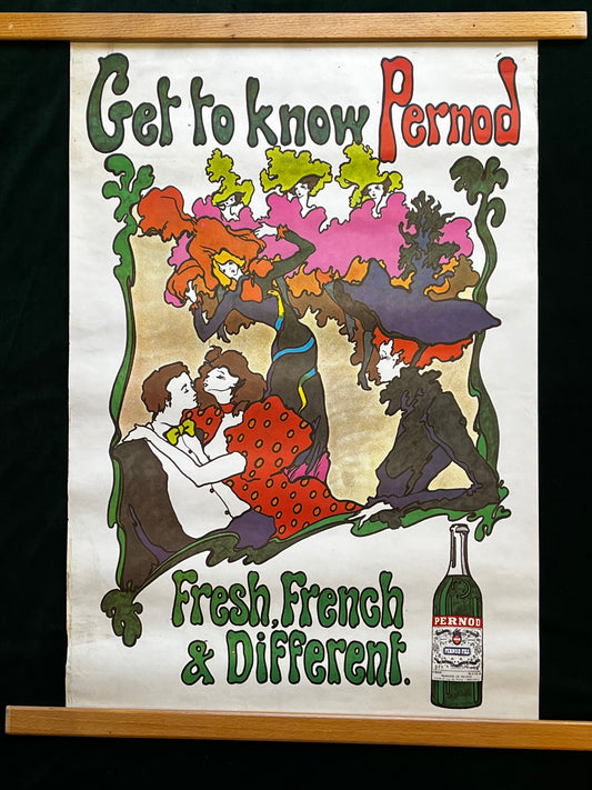Original advertising poster for Pernod from 1976. 'Do you know Pernod?'